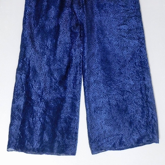 Anthropologie ELEVENSES Velvet Nova Jumpsuit Mock Neck Textured Blue Size 6 - Picture 12 of 16